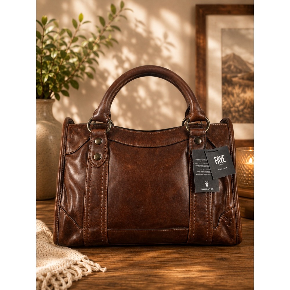 Frye Melissa Satchel Dark Brown Leather Handbag 34DB147-DBN NEW